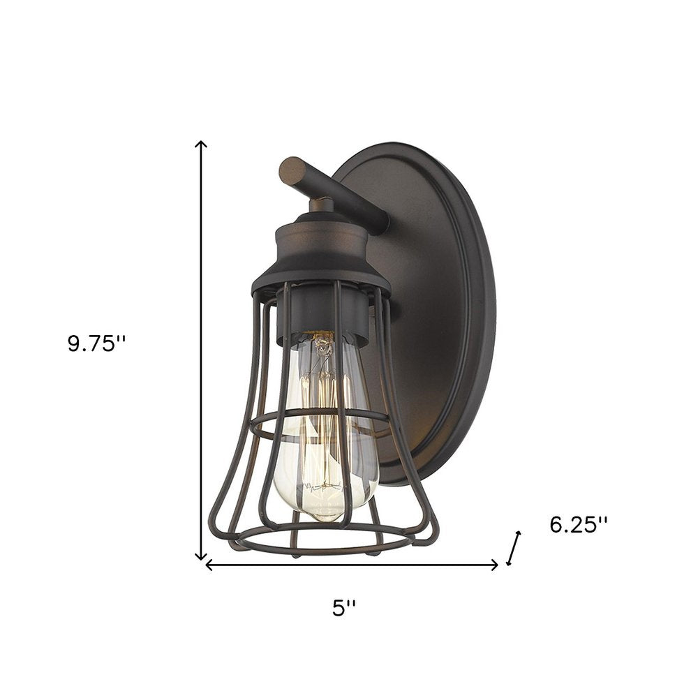 One Light Bronze Cage Wall Light HomeRoots