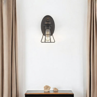One Light Bronze Cage Wall Light HomeRoots
