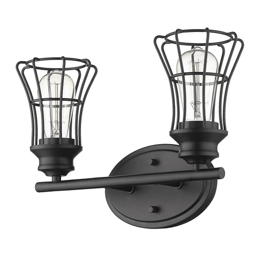 9" Black Metal Vanity Flush Mounted Sconce HomeRoots