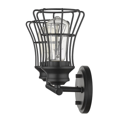 Two Light Matte Black Cage Wall Sconce