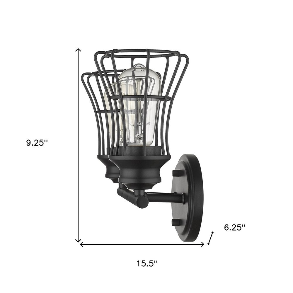 9" Black Metal Vanity Flush Mounted Sconce HomeRoots