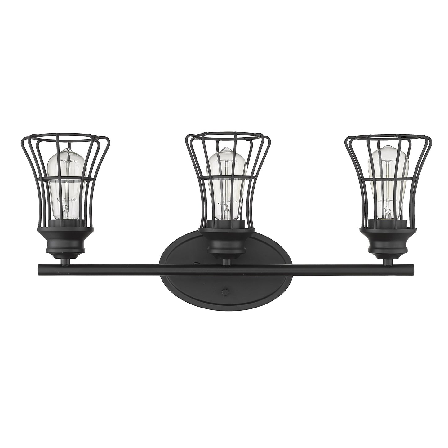 Three Light Matte Black Cage Wall Sconce