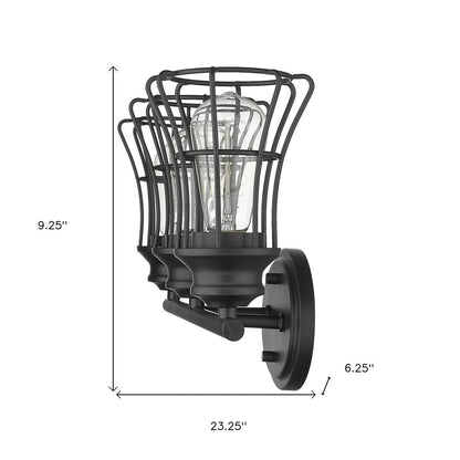 9" Black Metal Vanity Flush Mounted Sconce HomeRoots