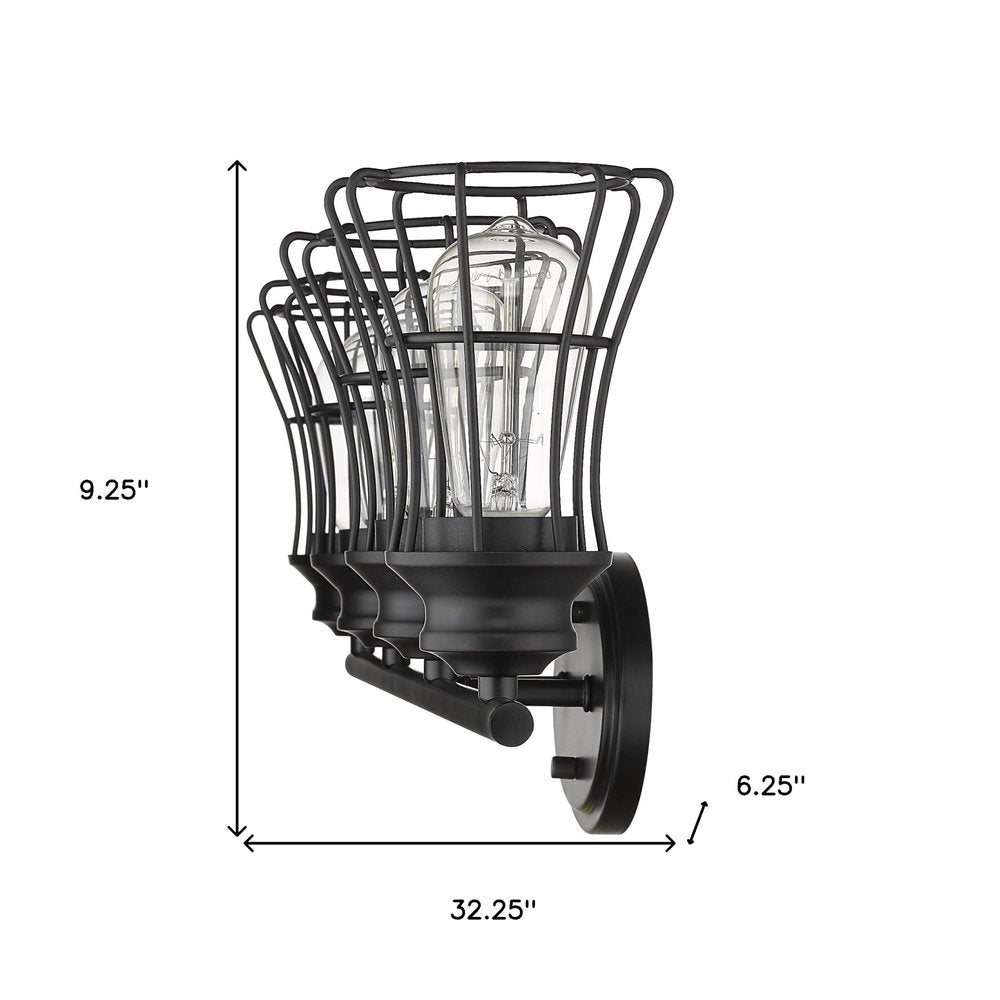 9" Black Metal Vanity Flush Mounted Sconce HomeRoots