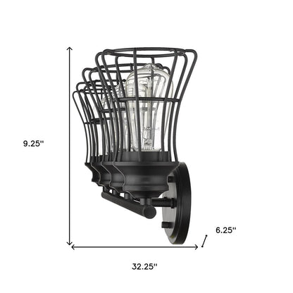 9" Black Metal Vanity Flush Mounted Sconce HomeRoots
