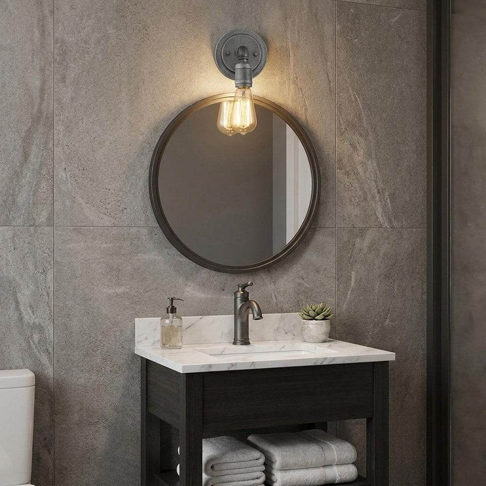 Industrial Textured Gray Wall Light HomeRoots