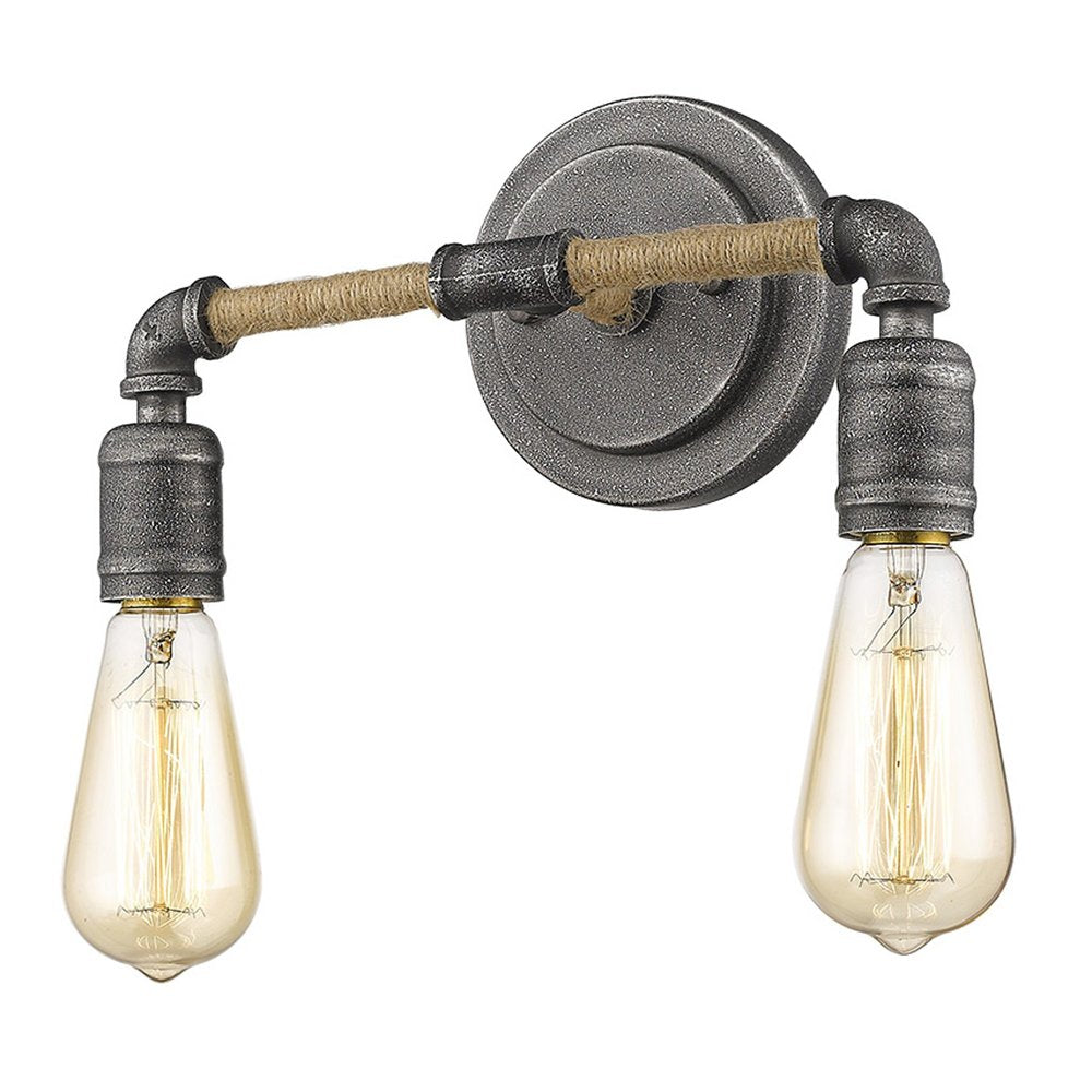 Two Light Industrial Textured Gray Wall Light HomeRoots