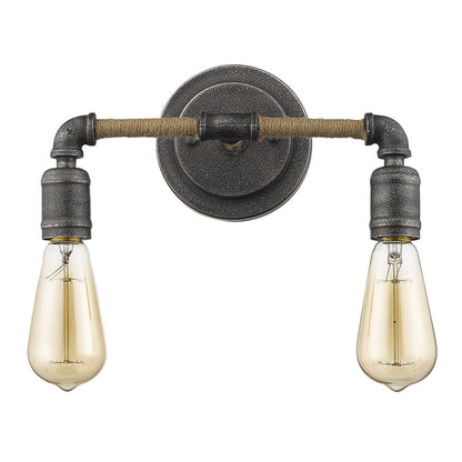 Two Light Industrial Textured Gray Wall Light