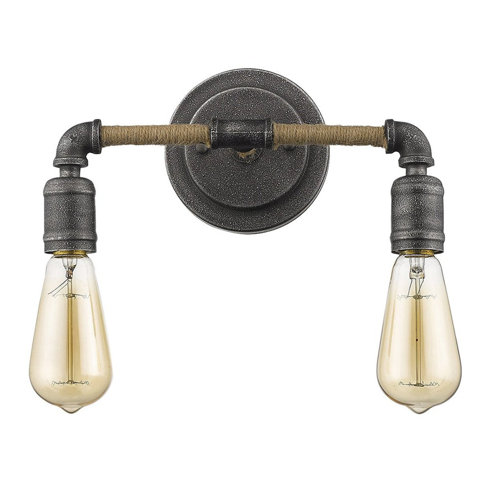 Two Light Industrial Textured Gray Wall Light — view 3