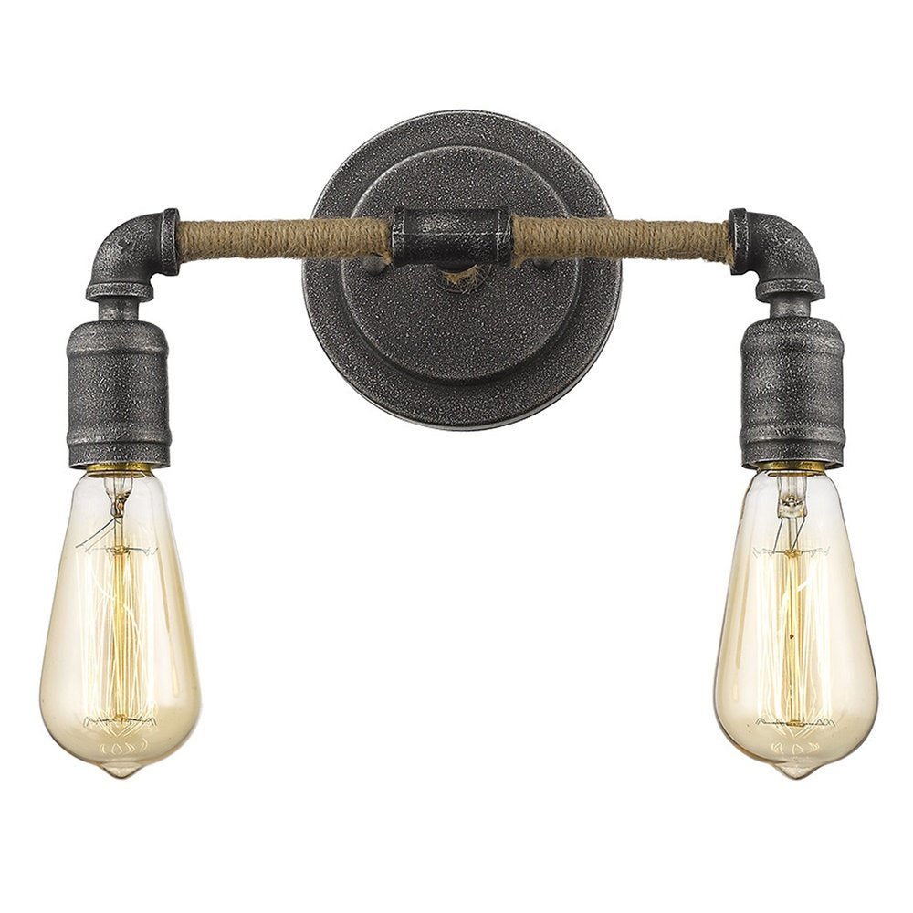 Two Light Industrial Textured Gray Wall Light HomeRoots