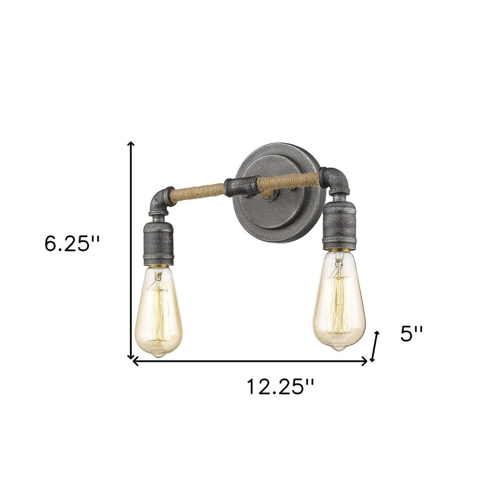 Two Light Industrial Textured Gray Wall Light HomeRoots