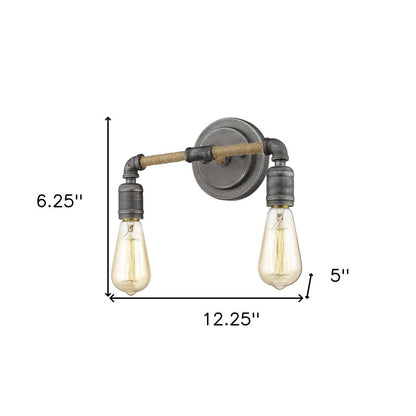 Two Light Industrial Textured Gray Wall Light HomeRoots