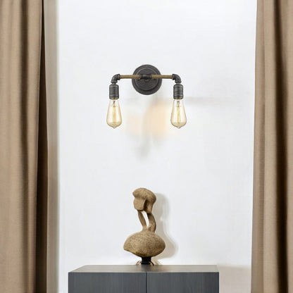 Two Light Industrial Textured Gray Wall Light HomeRoots