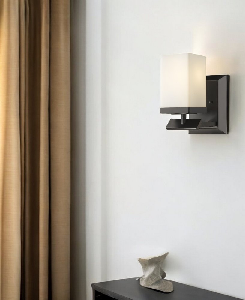 8" Black And White Metal Vanity Flush Mounted Sconce HomeRoots