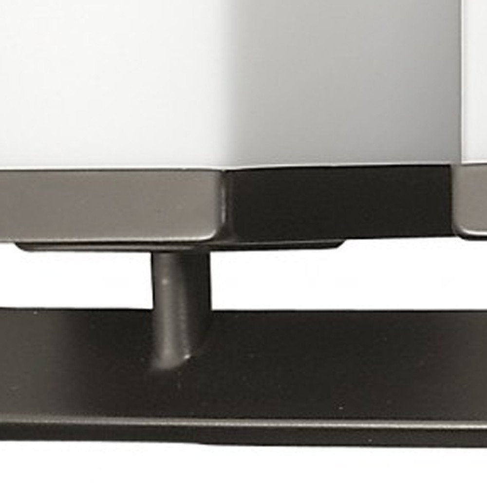 8" Black And White Metal and Glass Vanity Flush Mounted Sconce HomeRoots