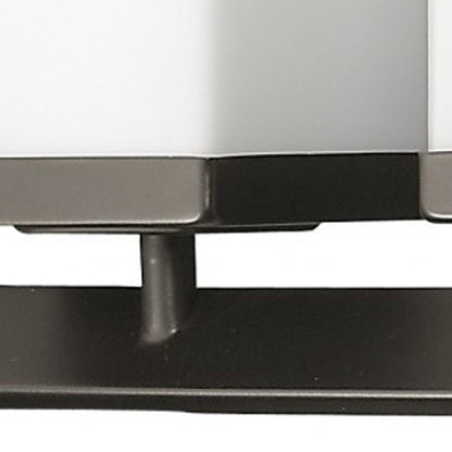 8" Black And White Metal and Glass Vanity Flush Mounted Sconce HomeRoots