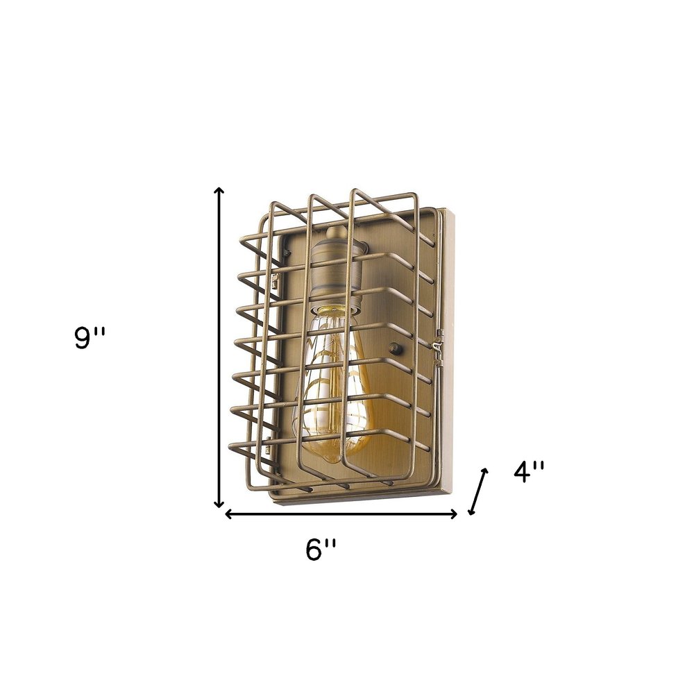 Light Gold Cage Wall Sconce HomeRoots