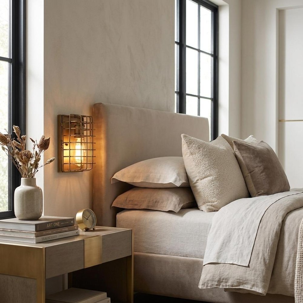 Light Gold Cage Wall Sconce HomeRoots