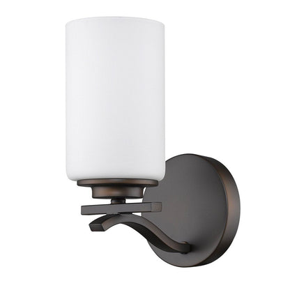 One Light Bronze and Glass Wall Sconce HomeRoots