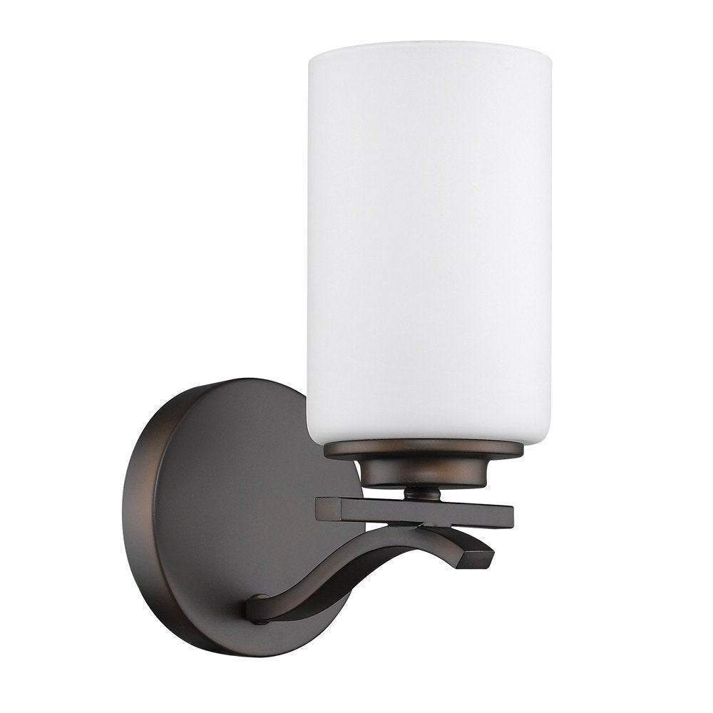 One Light Bronze and Glass Wall Sconce HomeRoots