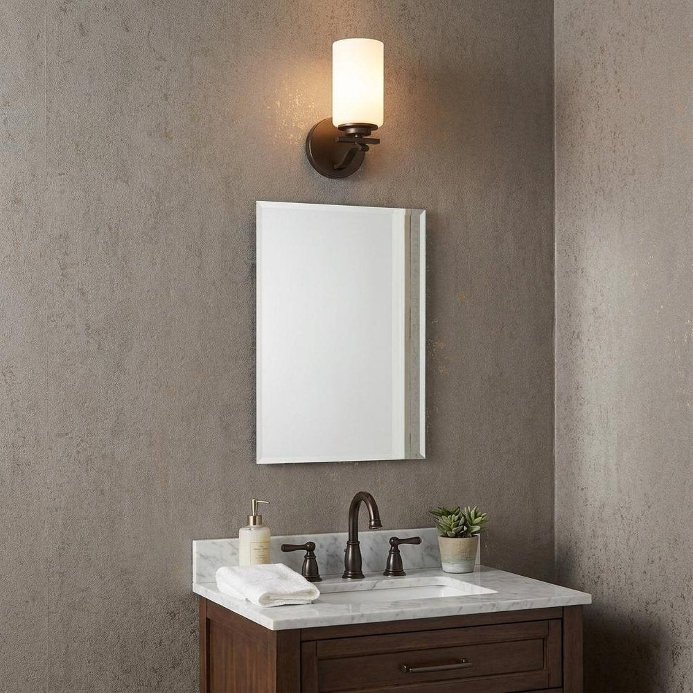 One Light Bronze and Glass Wall Sconce HomeRoots