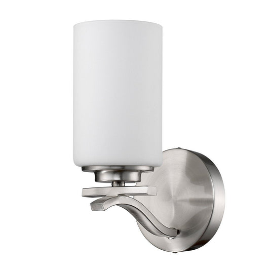 One Light Silver and Glass Wall Sconce HomeRoots