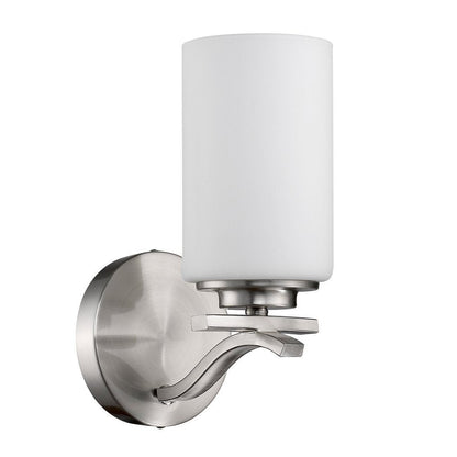 One Light Silver and Glass Wall Sconce HomeRoots