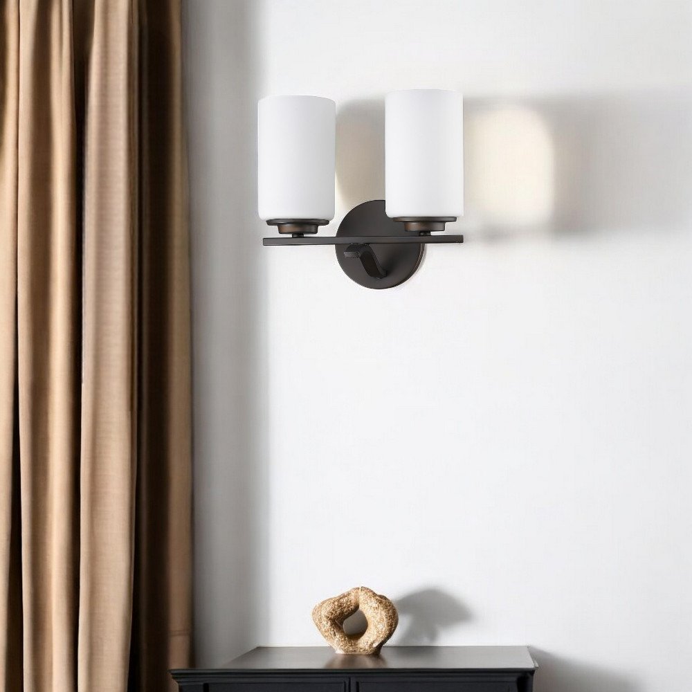 10" Black And White Metal Vanity Flush Mounted Sconce HomeRoots