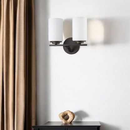 10" Black And White Metal Vanity Flush Mounted Sconce HomeRoots