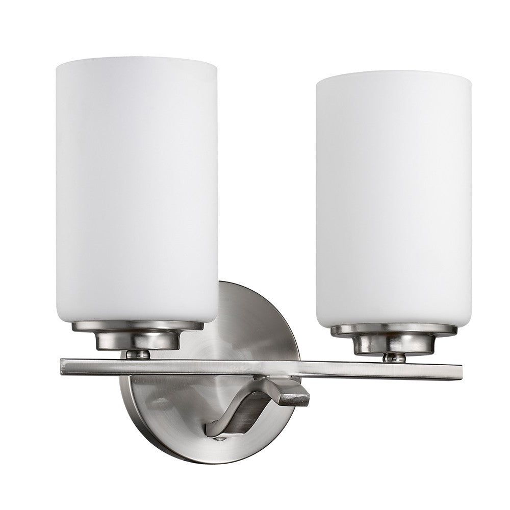 Two Light Silver and Glass Wall Sconce