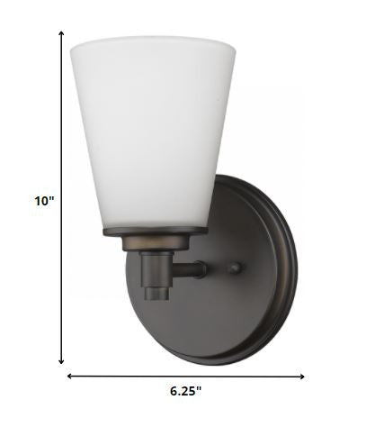 Bronze Wall Light with Frosted Glass Shade HomeRoots