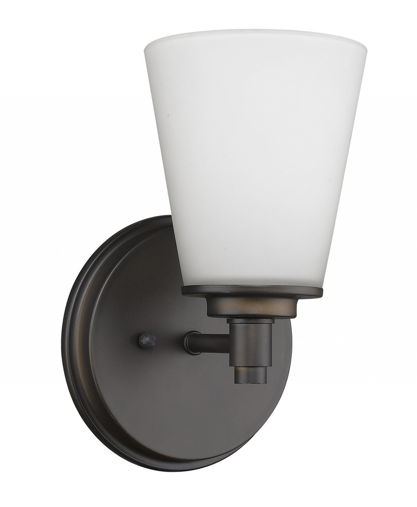 Bronze Wall Light with Frosted Glass Shade — view 2
