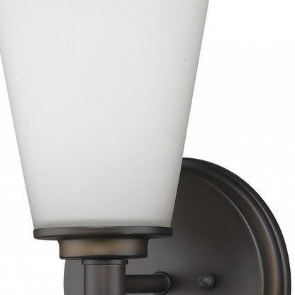 Bronze Wall Light with Frosted Glass Shade HomeRoots