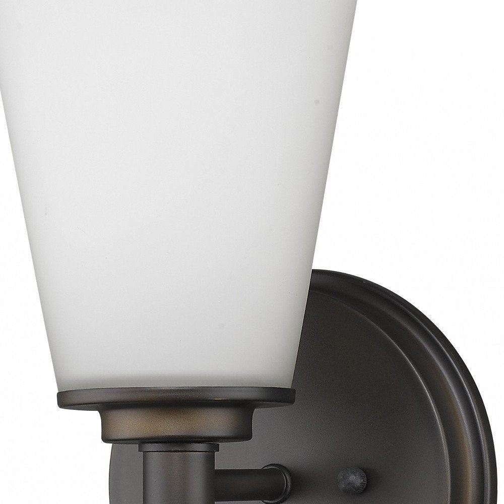 Bronze Wall Light with Frosted Glass Shade HomeRoots