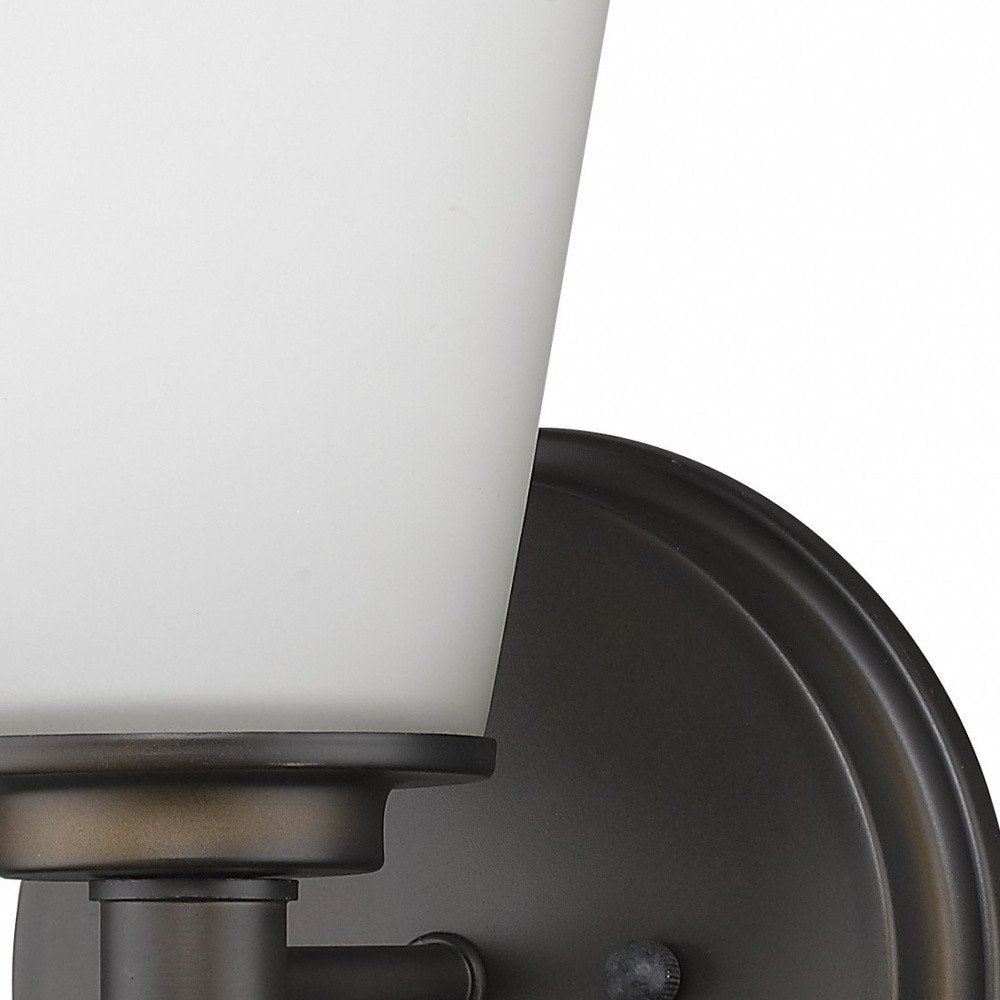 Bronze Wall Light with Frosted Glass Shade HomeRoots