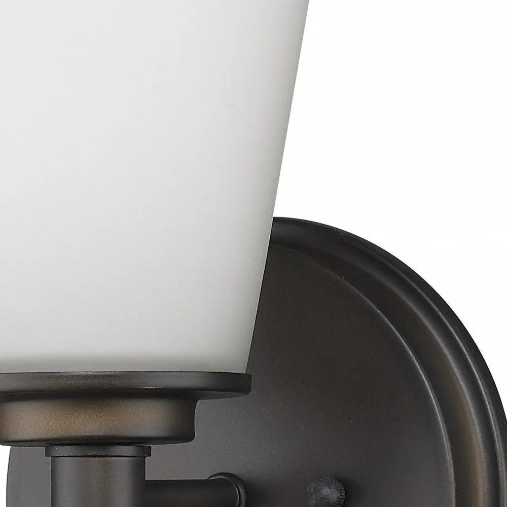 Bronze Wall Light with Frosted Glass Shade HomeRoots