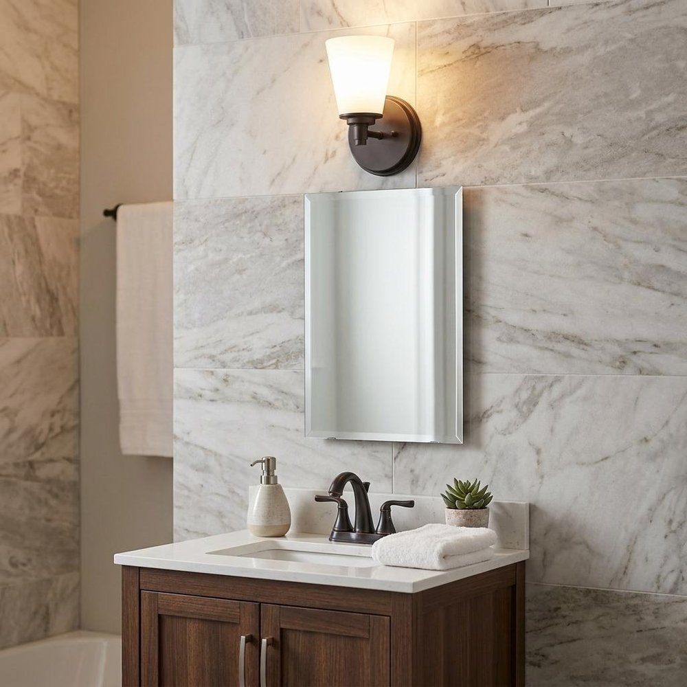 Bronze Wall Light with Frosted Glass Shade HomeRoots