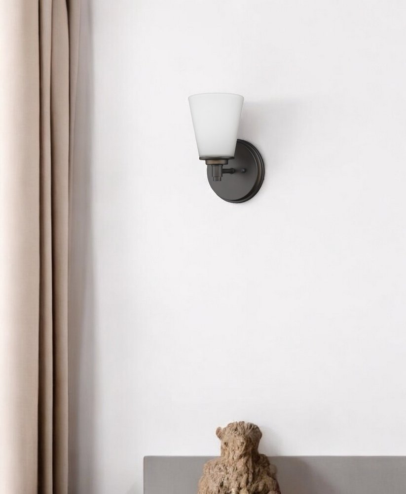 Bronze Wall Light with Frosted Glass Shade HomeRoots