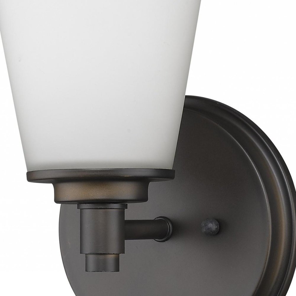 Bronze Wall Light with Frosted Glass Shade HomeRoots