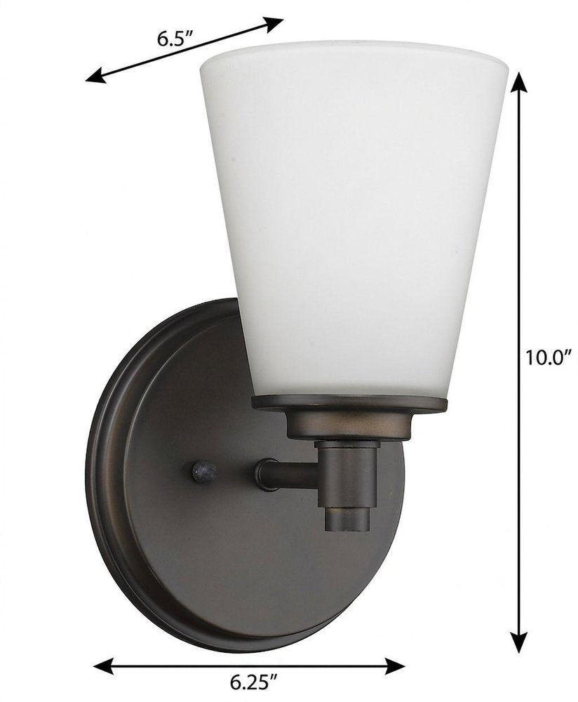 Bronze Wall Light with Frosted Glass Shade HomeRoots