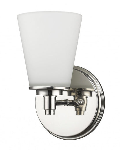 Silver Wall Light with Frosted Glass Shade HomeRoots