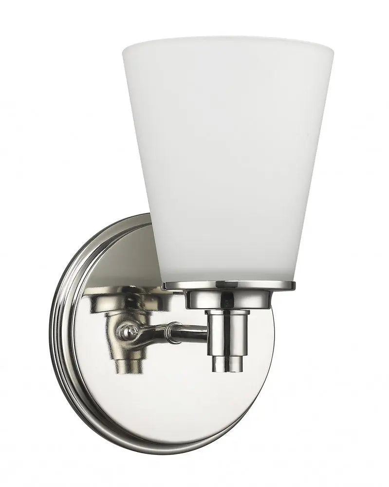 Silver Wall Light with Frosted Glass Shade HomeRoots