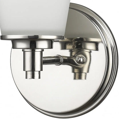 Silver Wall Light with Frosted Glass Shade HomeRoots