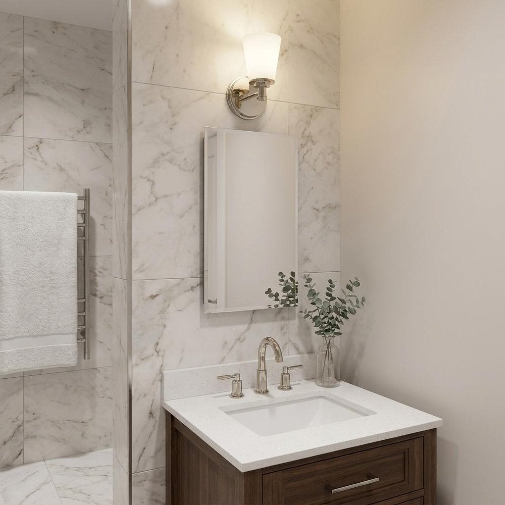 Silver Wall Light with Frosted Glass Shade HomeRoots