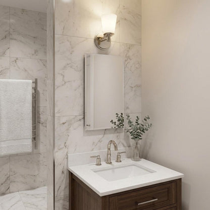 Silver Wall Light with Frosted Glass Shade HomeRoots