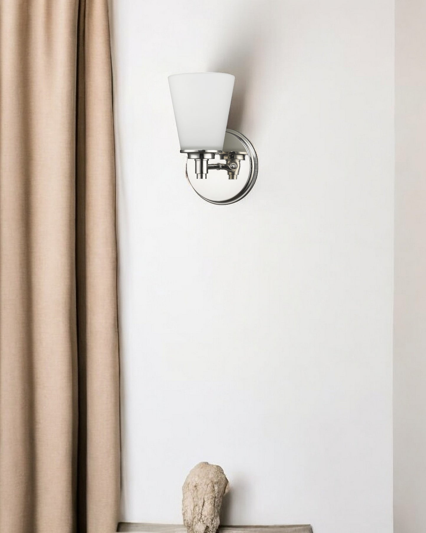 Silver Wall Light with Frosted Glass Shade