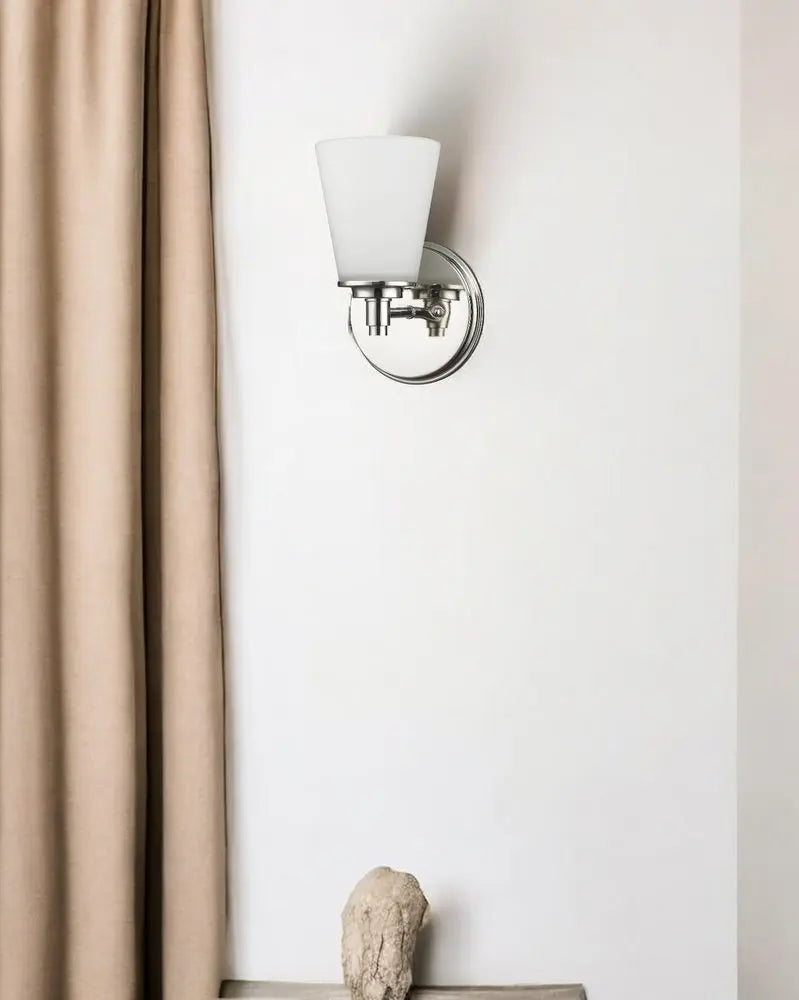 Silver Wall Light with Frosted Glass Shade HomeRoots