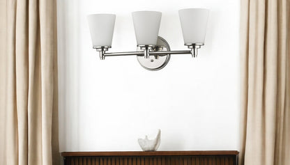 Three Light Silver Wall Light with Frosted Glass Shade