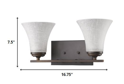 Two Light Bronze Wall Light with Tapered Glass Shade