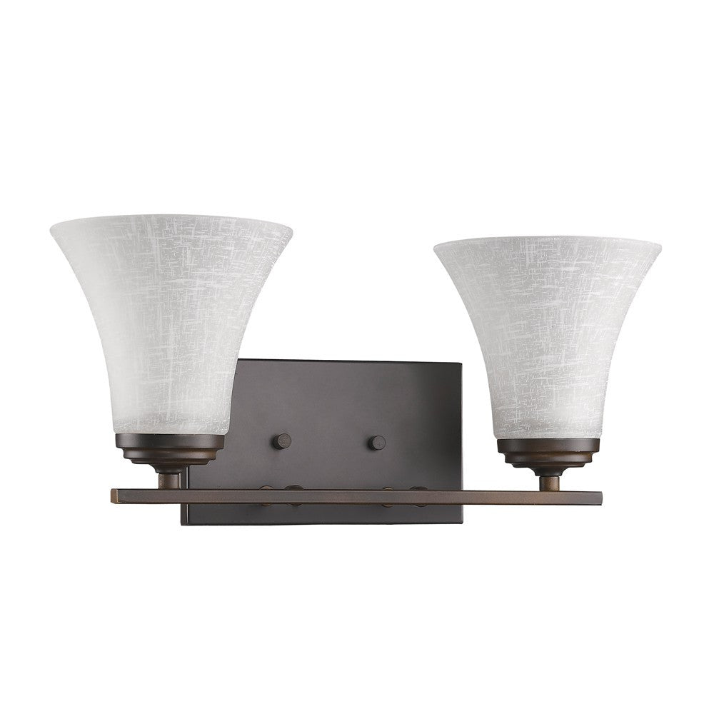 Two Light Bronze Wall Light with Tapered Glass Shade